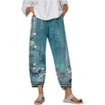 thumbnail image 1 of Fiaer,Womens Plus Size Capri Palazzo Trouser for Vacation Beach Daily,Women's Loose Fit Printed Trendy Pants,Ladies Stretch High Waist Running Hiking Joggers with Pockets Dark Green XL, 1 of 5