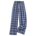 thumbnail image 1 of Fiaer Womens Plus Size Pajamas Pants Comfort Plaid High Waisted Sleepwear Trousers Lace up Baggy Trendy Pjs Slacks with Pocket Dark Blue XXL, 1 of 2