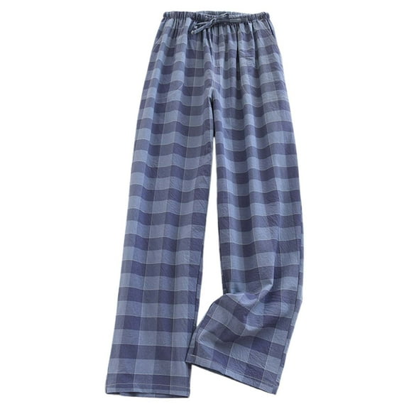 Fiaer Womens Plus Size Pajamas Pants Comfort Plaid High Waisted Sleepwear Trousers Lace up Baggy Trendy Pjs Slacks with Pocket Dark Blue XXL