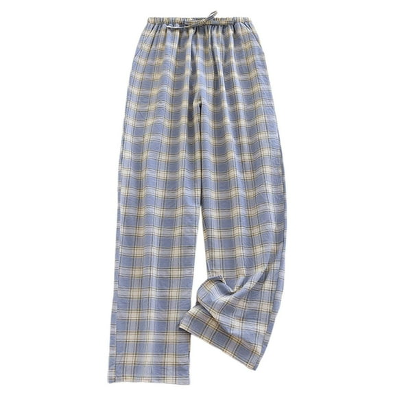 Fiaer Womens Plus Size Pajamas Pants Comfort Plaid High Waisted Sleepwear Trousers Lace up Baggy Trendy Pjs Slacks with Pocket Light Blue XXL