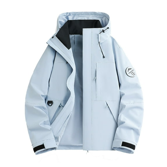 Fiaer Womens Rain Jacket Softshell Windbreaker Waterproof Oversized Casual Loose Fit Hooded Tops with Pocket for Hiking and Climbing Blue XXL