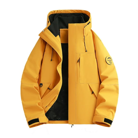 Fiaer Womens Rain Jacket Softshell Windbreaker Waterproof Oversized Casual Loose Fit Hooded Tops with Pocket for Hiking and Climbing Yellow XL