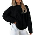 thumbnail image 1 of Fiaer Womens Sweater Chunky Plus Size Knitted Pullover Crew Neck Long Sleeve Solid Warm Thermal Fashion Tops Black XS, 1 of 4
