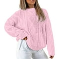 thumbnail image 1 of Fiaer Womens Sweater Plus Size Knitted Pullover Crew Neck Long Sleeve Solid Warm Thermal Fashion Tops Pink XS, 1 of 4