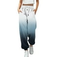 thumbnail image 1 of Fiaer Womens Sweatpants Casual Gradient Trendy Sports Pants Plus Size Baggy High Waisted Drawstring Pocket Workout Trousers Grey L, 1 of 4