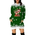 thumbnail image 1 of Fiaer Womens Sweatshirts Dress Christmas Hoodie Reindeer Printed Oversized Long Sleeve Trendy Comfort Tops with Pocket Green XXXL, 1 of 5