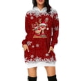 thumbnail image 1 of Fiaer Womens Sweatshirts Dress Christmas Hoodie Reindeer Printed Oversized Long Sleeve Trendy Comfort Tops with Pocket Red XL, 1 of 5