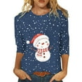 thumbnail image 1 of Fiaer Womens T Shirts Chritmas 3/4 Sleeve Plus Size Snowman Tshirts Crew Neck Trendy Baggy Casual Casual Tops Blue M, 1 of 4