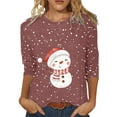 thumbnail image 1 of Fiaer Womens T Shirts Chritmas 3/4 Sleeve Plus Size Snowman Tshirts Crew Neck Trendy Baggy Casual Casual Tops XXL, 1 of 4