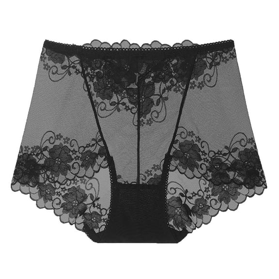 Fiaer Womens Underwear Lace Panties High Waisted Plus Size Briefs Stretch Breathable No Pinch Solid Full Underwear Black1 XXL