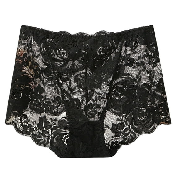 Fiaer Womens Underwear Lace Panties High Waisted Plus Size Briefs Stretch Breathable No Pinch Solid Full Underwear Black2 XXXXL