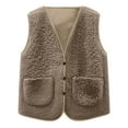 thumbnail image 1 of Fiaer Womens Warm Fleece Vest Sleeveless Lightweight Jacket V-Neck Button down Casual Solid Color Tops with Pockets for Cold Weather Brown XL, 1 of 4