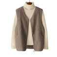 thumbnail image 1 of Fiaer Womnes Fleece Vest Full Zip up Oversized Tanks Sleeveless Solid Color Warm V Neck Loose Fit Tops with Pockets Brown S, 1 of 7