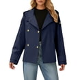 thumbnail image 1 of Fiaer Work Jackets for Women Double Plus Size Shirts Long Sleeve V Neck Lapel Collared Trendy Solid Tops with Pocket Navy XL, 1 of 6