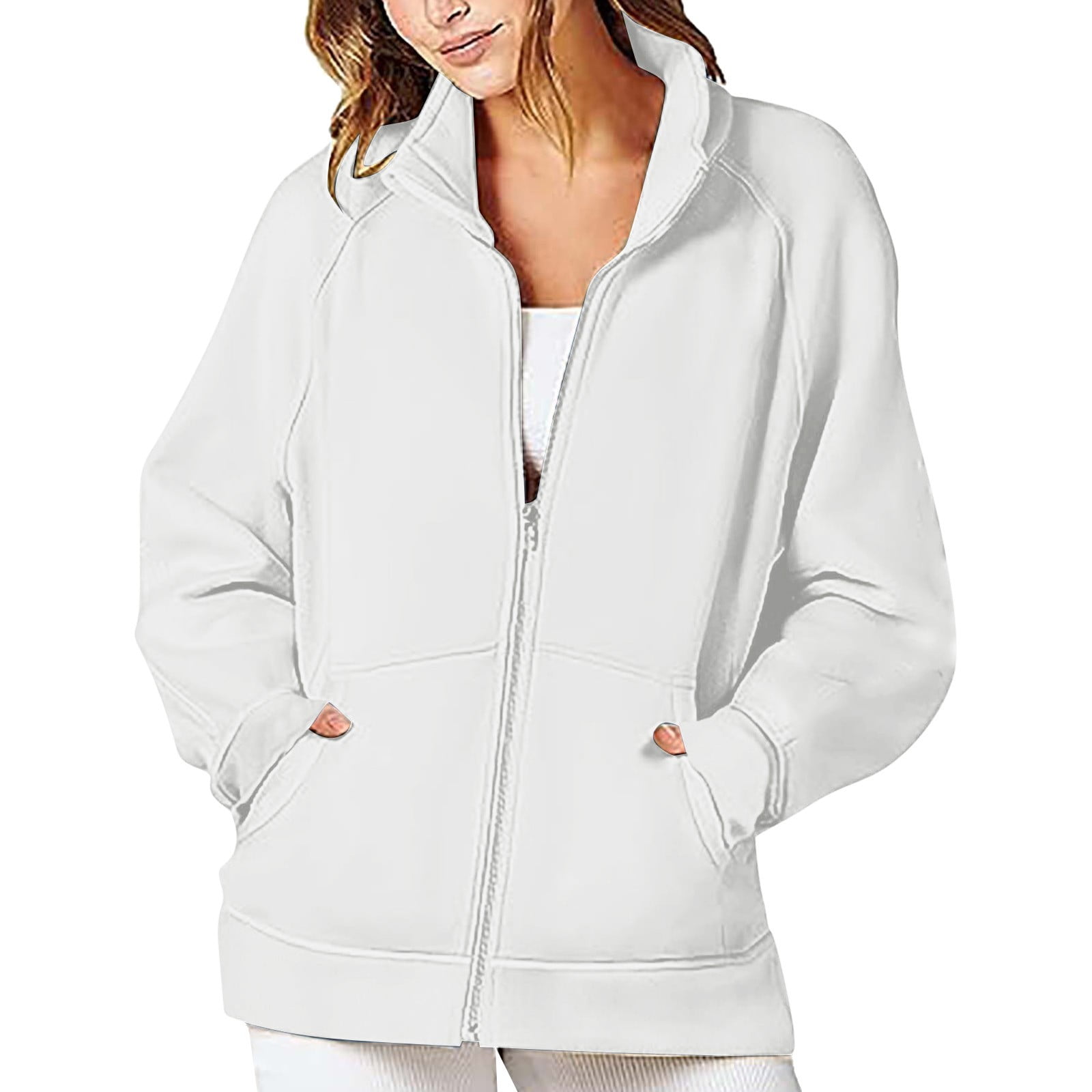 Womens Zip Long Sleeve Knit Top SIZE S-XL main image 1