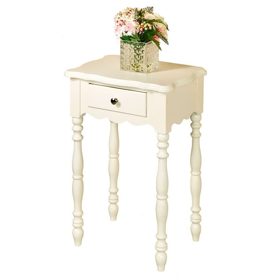 Fiana Scalloped Accent Table Ivory