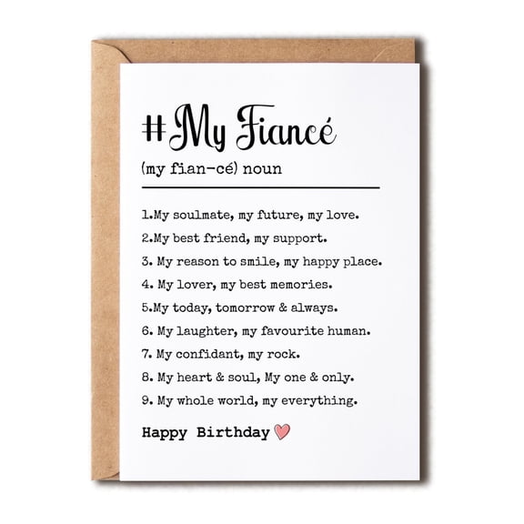 My Fianc Birthday Card  Heartfelt Definition of Love  Perfect for Celebrating Your Soulmate on Their Special Day  Unique Greeting Card with Envelope Included