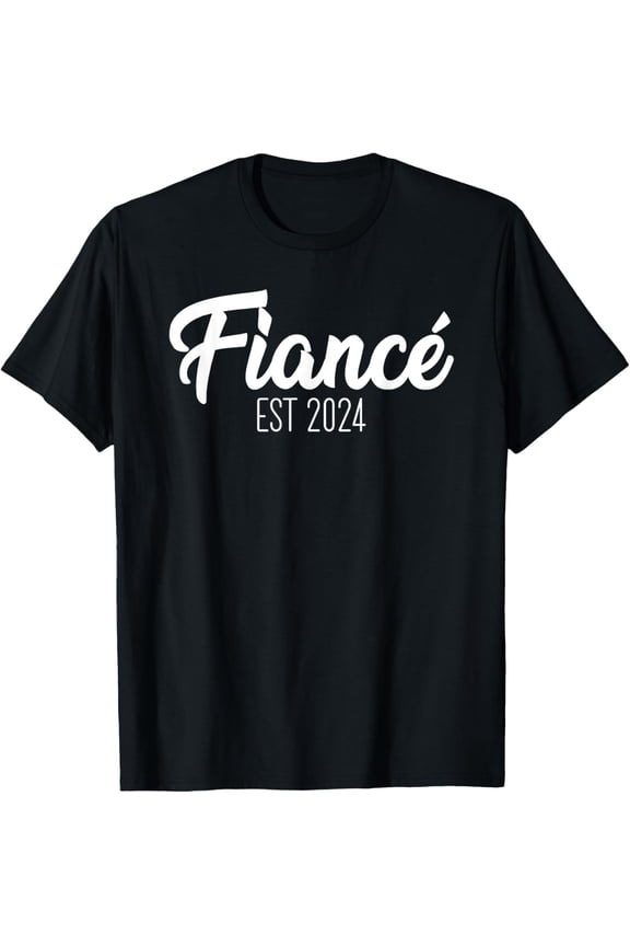 Fiance Est 2024 Engagement Party Apparel For Him Male T-Shirt