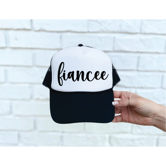Southern Attitude Designs-Fiancée Black and White Unisex Foam Trucker Hat