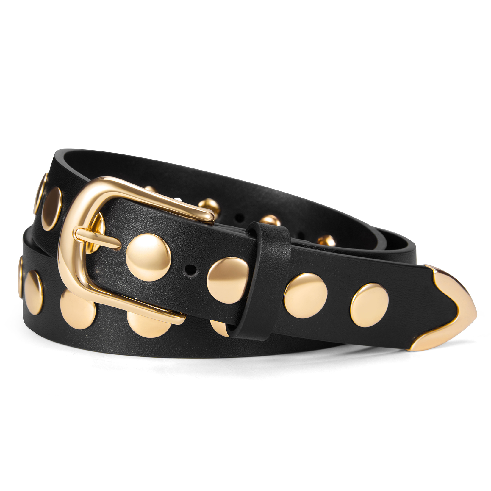Women Fashion Leather Belt Studded Leather Belt Ladies Belts for Jeans WERFORU Women Fashion Leather Belt Studded Leather Dominican  main image 4