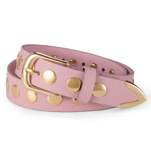 Fianmy Fashion Leather Belt for Women, Studded Ladies Belts Punk Belt for Jeans Dress