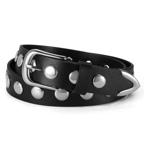 Fianmy Fashion Leather Belt for Women, Studded Ladies Belts Punk Belt for Jeans Dress
