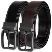 Fianmy Mens Reversible Belt 1 Piece, 1 3/8" Leather Dress Casual Belt for Men, Trim to Fit for Elegant Style