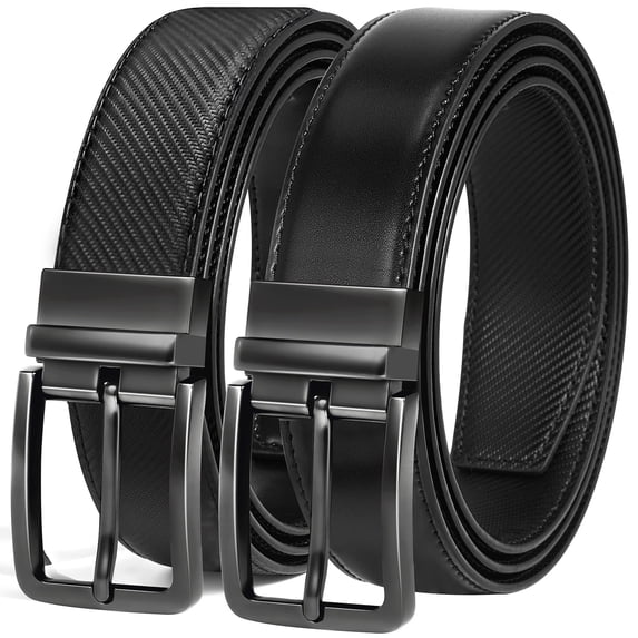 Fianmy Men's Reversible Belt 1 Piece, 1 3/8" Leather Dress Casual Belt for Men, Trim to Fit for Elegant Style