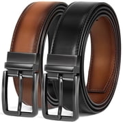 Men's Reversible Belt 1 Piece, 1 3/8" Leather Dress Casual Belt for Men, Trim to Fit for Elegant Style
