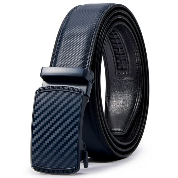 Fianmy Men’s Leather Belt, Slide Ratchet Belt for Dress Casual with Adjustable Buckle, Trim to Fit