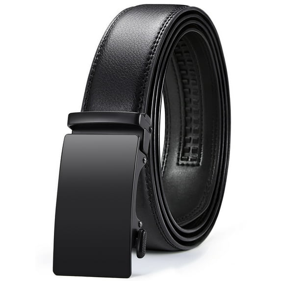 Fianmy Men’s Leather Belt, Slide Ratchet Belt for Dress Casual with Adjustable Buckle, Trim to Fit