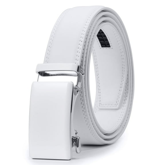 Fianmy Men’s Leather Belt, Slide Ratchet Belt for Dress Casual with Adjustable Buckle, Trim to Fit