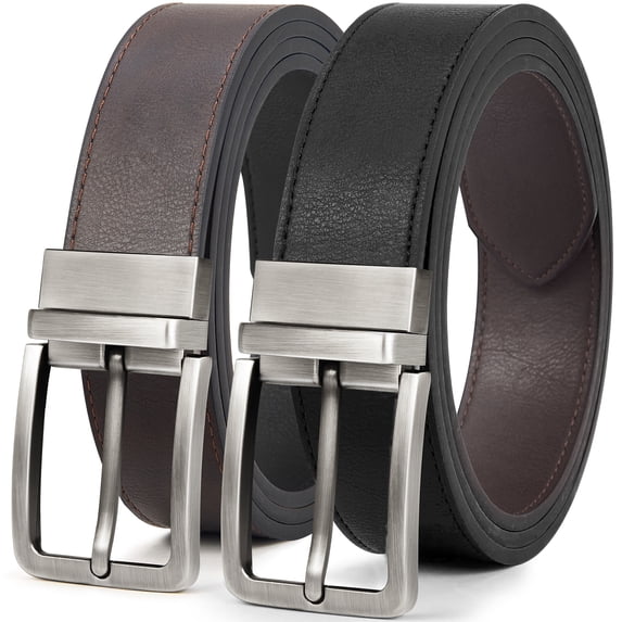 Fianmy Men's Reversible Belt 1 Piece, 1 3/8" Leather Dress Casual Belt for Men, Trim to Fit for Elegant Style