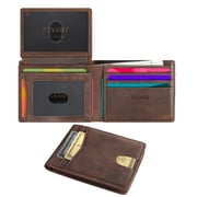 Wallet for Men, Slim Leather Rfid Blocking Mens Wallet with 2 ID Windows, Bifold Minimalist Credit Card Holder for 15 Ca