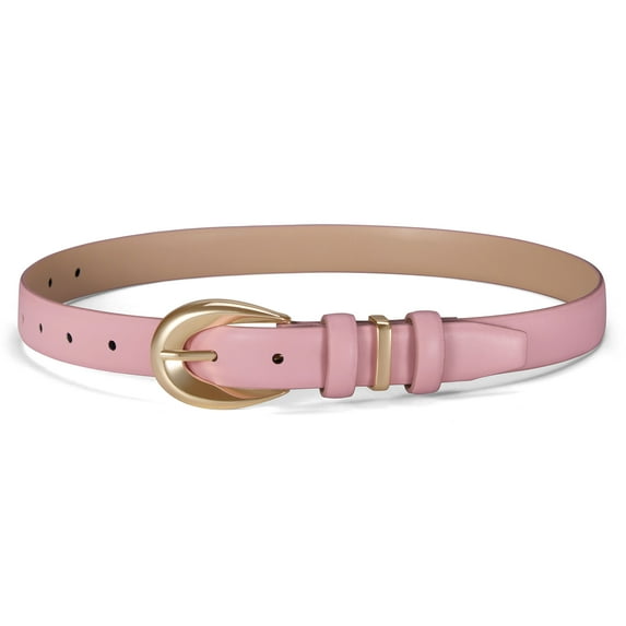 Fianmy Women Skinny Leather Belt with Gold Buckle, Ladies Faux Leather Belts for Jeans Pants Dress