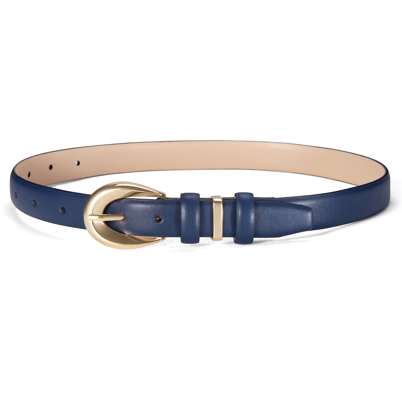 Fianmy Women Skinny Leather Belt with Gold Buckle, Ladies  display picture 1