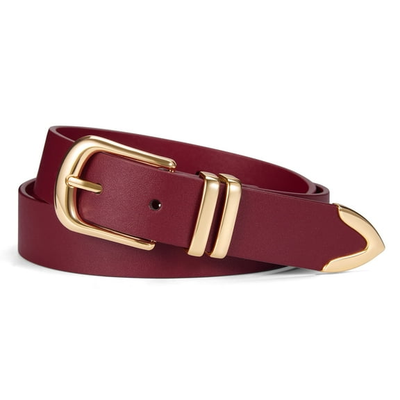 Fianmy Women's Leather Belt for Pants Jeans Dress, Fashion Ladies Leather Waist Belts with Gold Buckle