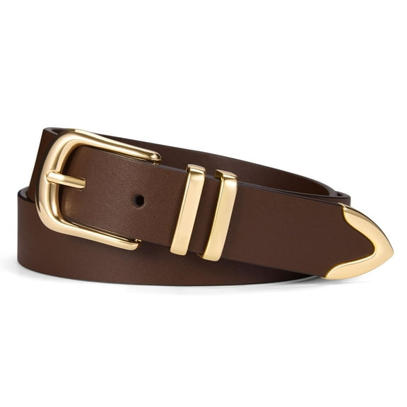 Fianmy Women's Leather Belt for Pants Jeans Dress, Fashion Ladies Leather Waist Belts with Gold Buckle