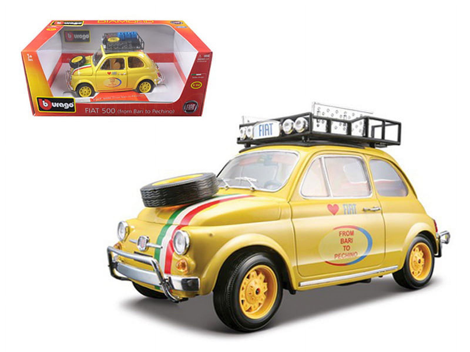 Fiat 500 Bari To Pechino Rally 1/16 Diecast Model Car by Bburago