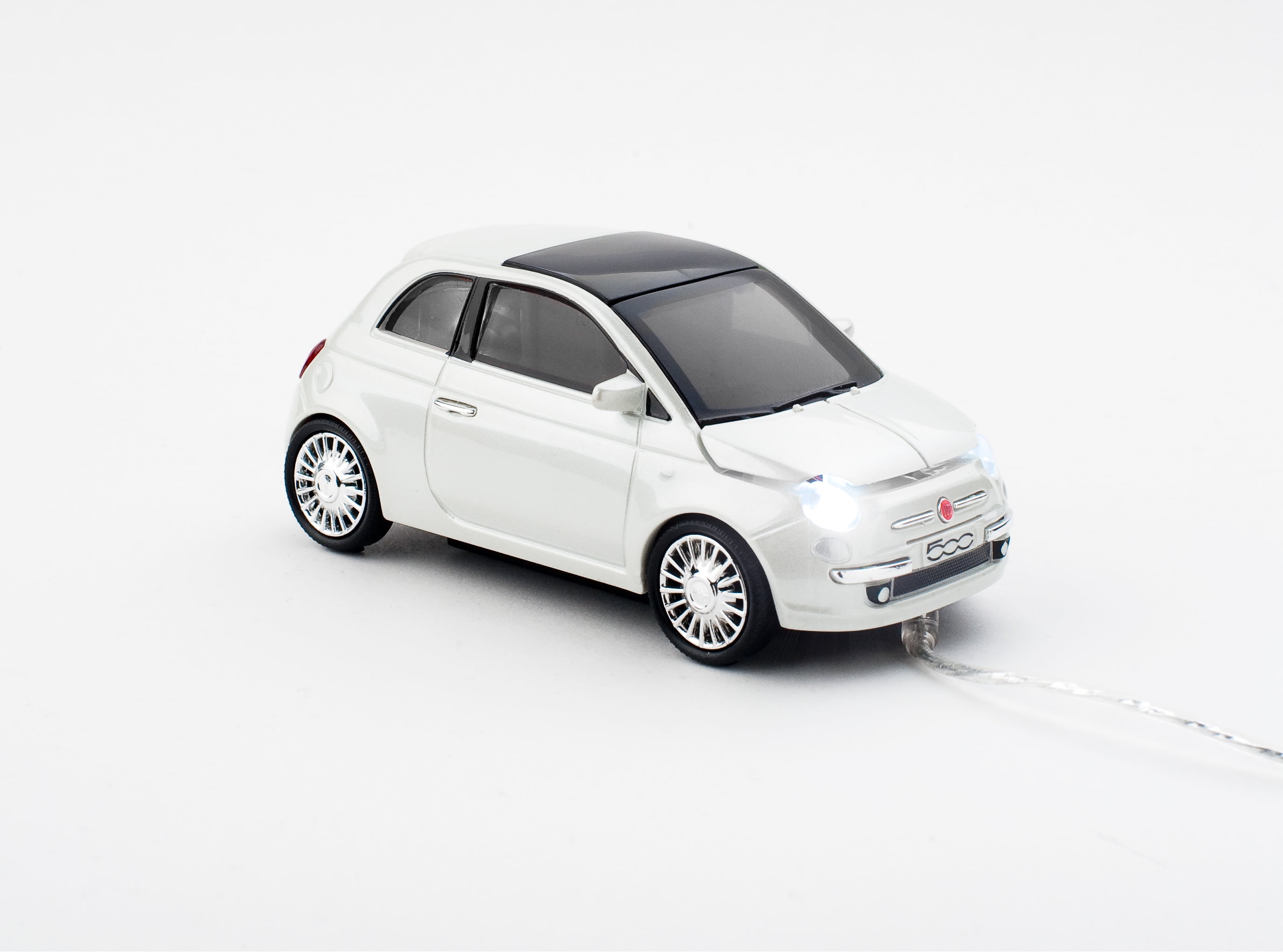 Fiat 500 wired Optical Click Car Mouse, Pearl White