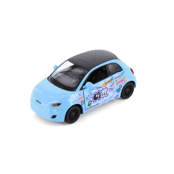 Fiat 500E Livery Edition, Blue - Kinsmart 5440DYF - 1/28 Scale Diecast Model Car