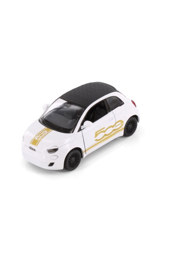 Fiat 500e Livery Edition, White - Kinsmart 5440DF - 1/28 Scale Diecast Model Car