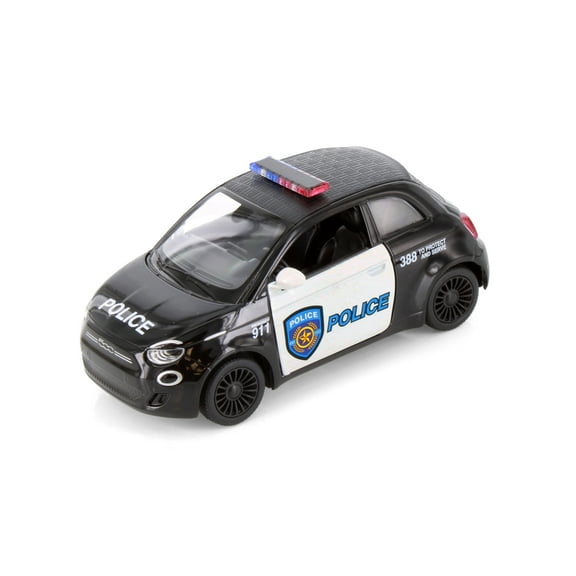 Fiat 500e Police Edition, Black/White - Kinsmart 5440DP - 1/28 Scale Diecast Model Car