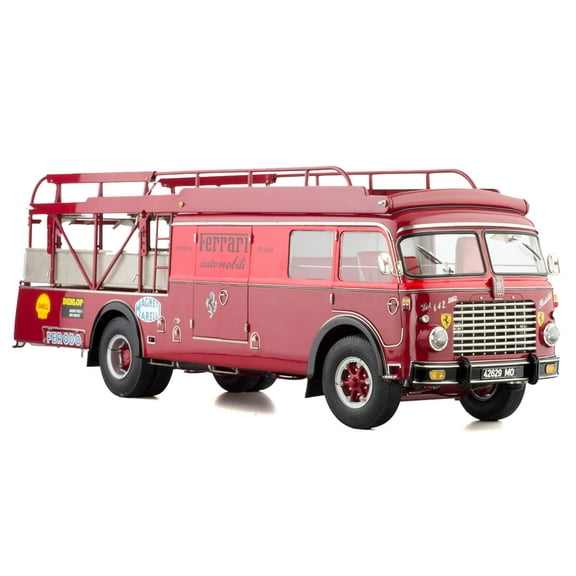 Fiat 642 RN2 Bartoletti Car Transporter "Ferrari Racing" Red 1/18 Diecast Model Car by CMC