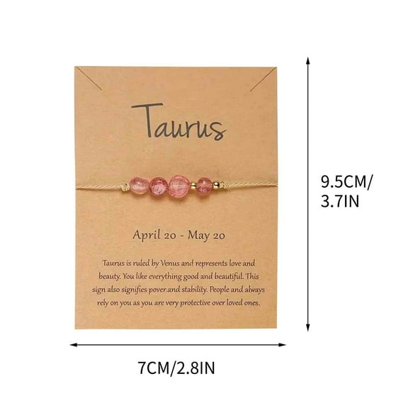 Fiaya Women 12 Constellation Natural Stone Bracelet with Cards, Crystals Gemstone Beaded Charms Bracelet for Couples Friendship Jewelry Birthday Gifts (Taurus)