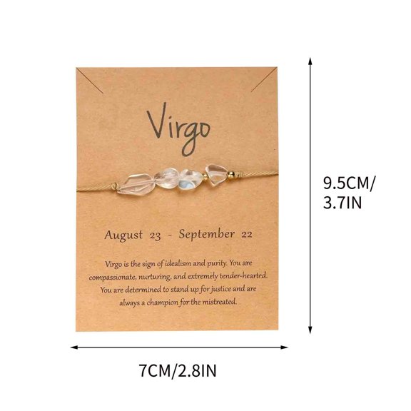 Fiaya Women 12 Constellation Natural Stone Bracelet with Cards, Crystals Gemstone Beaded Charms Bracelet for Couples Friendship Jewelry Birthday Gifts (Virgo)