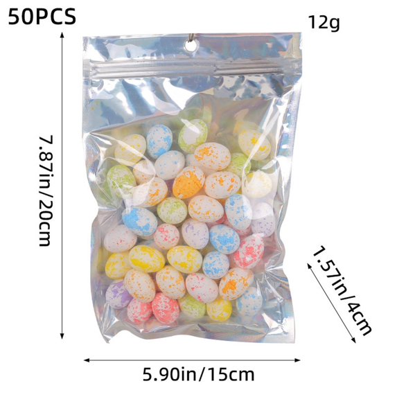 Fiaya Women 50 Pcs Easter Artificial Bird Eggs Craft, Mini Multi-Color Foam Spotted Egg, Basket Stuffers for Easter Hunt Gift Ornaments, 0.79×0.98inch (B)