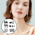 thumbnail image 1 of Fiaya Women 6 Pairs Stainless Steel Cross Dangle Huggie, Hinged Hoop Earrings, Jewelry Gifts for Men Women (Black), 1 of 5