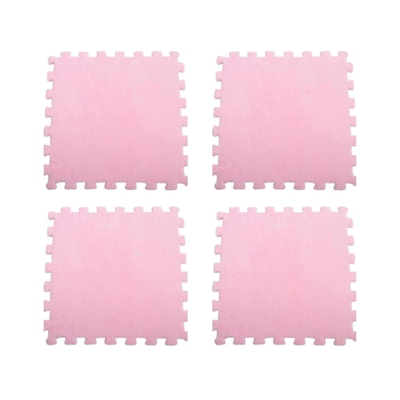 Fiaya Women 8 Pcs Plush Splicing Carpet, Foam Square Interlocking Floor Mat, Fluffy Washable Climbing Area Rugs, Protective Floor Tiles Mat for Indoor Play Crawling, 11.81 x 11.81 inch (Pink)