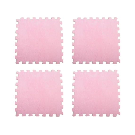 Fiaya Women 8 Pcs Plush Splicing Carpet, Foam Square Interlocking Floor Mat, Fluffy Washable Climbing Area Rugs, Protective Floor Tiles Mat for Indoor Play Crawling, 11.81 x 11.81 inch (Pink)